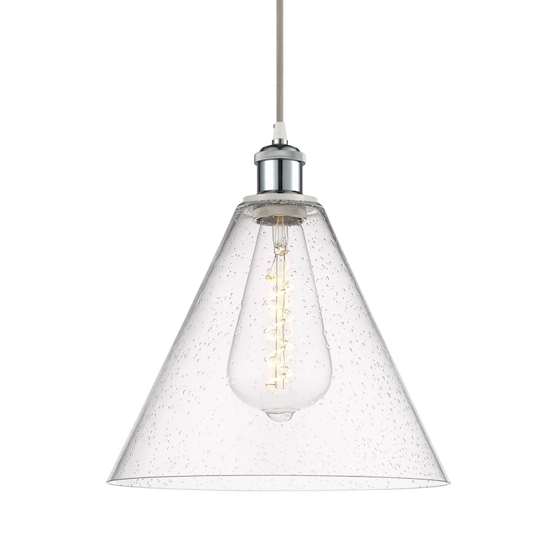 Innovations Lighting 516-1P-15-12 Berkshire Pendant Berkshire 12" Wide - White and Polished Chrome / Seedy