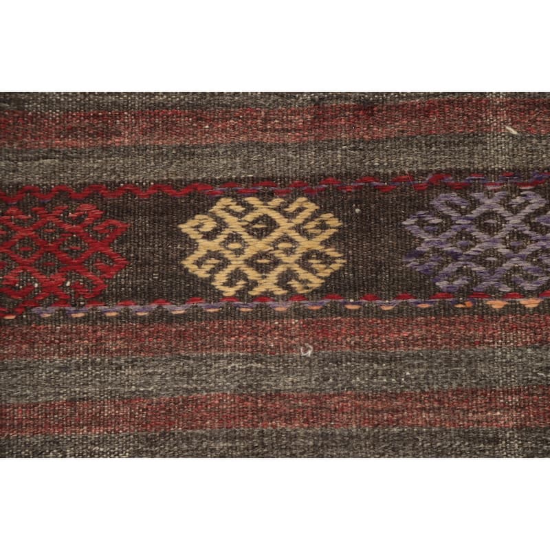 Hand Woven Oriental 100% Wool Carpet Southwestern Tribal Multi-Colored Kilim Area Rug - 11' 5'' X 6' 6''