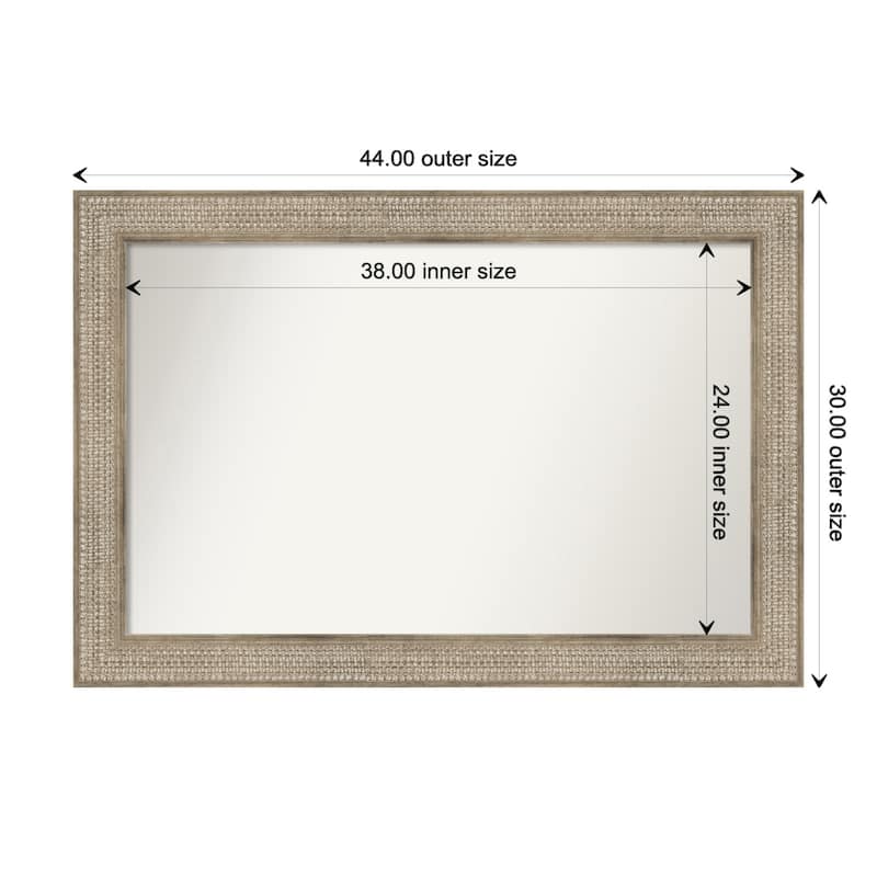 Trellis Silver Framed Non-Beveled Custom Wall Mirror, Bathroom Vanity Mirror - Outer Size: 44 x 30