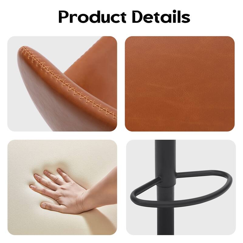 Adjustable Bar Stools Set of 2, Mid Century Modern Swivel Bar Stools, Industrial Bar Height Stools