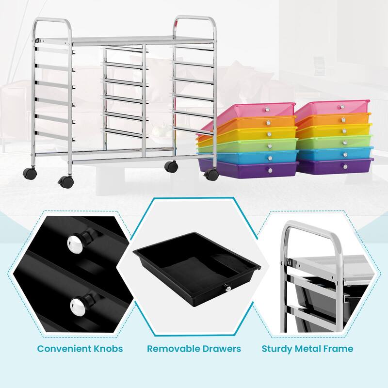Costway 12 Drawers Rolling Cart Storage Scrapbook Paper Studio - See Details