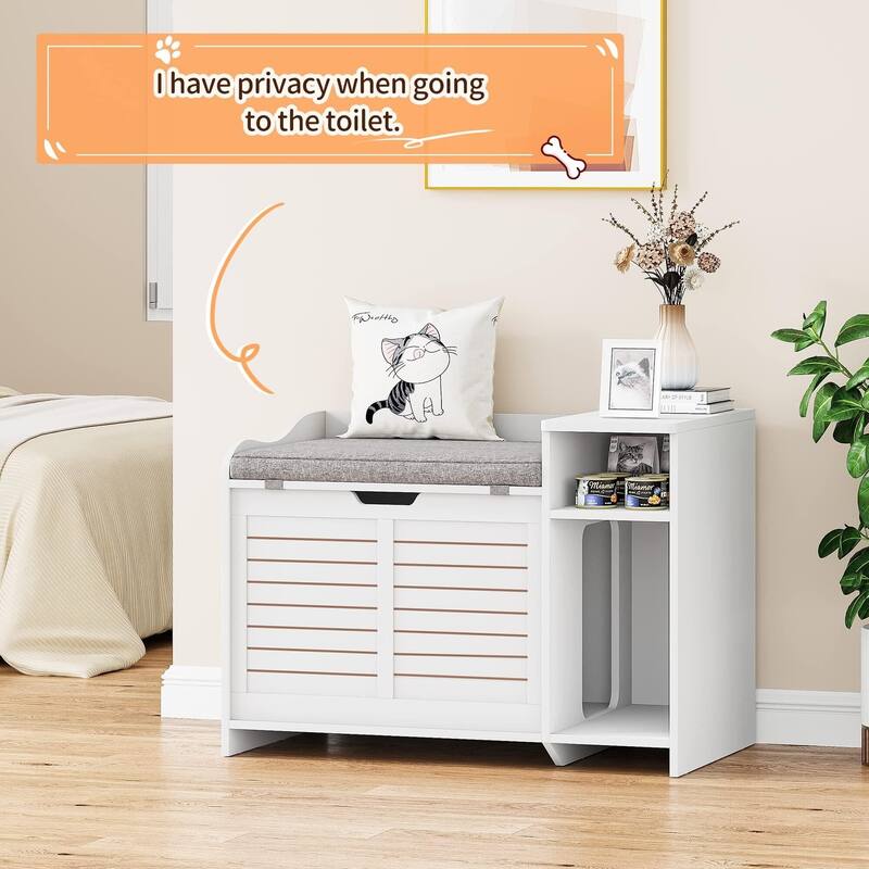 Cat Litter Box Enclosure with Top Opening, Privacy Cabinet
