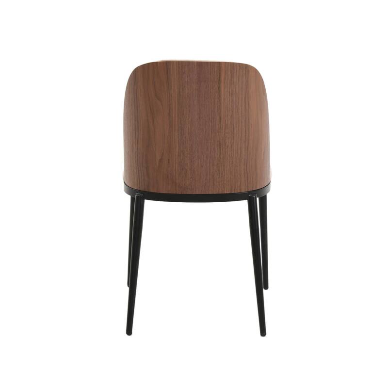 Dining Chair with Upholstered Seat and Back Side Chair with MDF Wood Frame in Black Steel