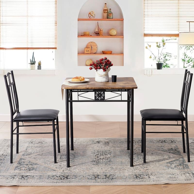 Javlergo 3-Piece Dining Set with Wooden Table and 2 Chairs for Kitchen Dining Room