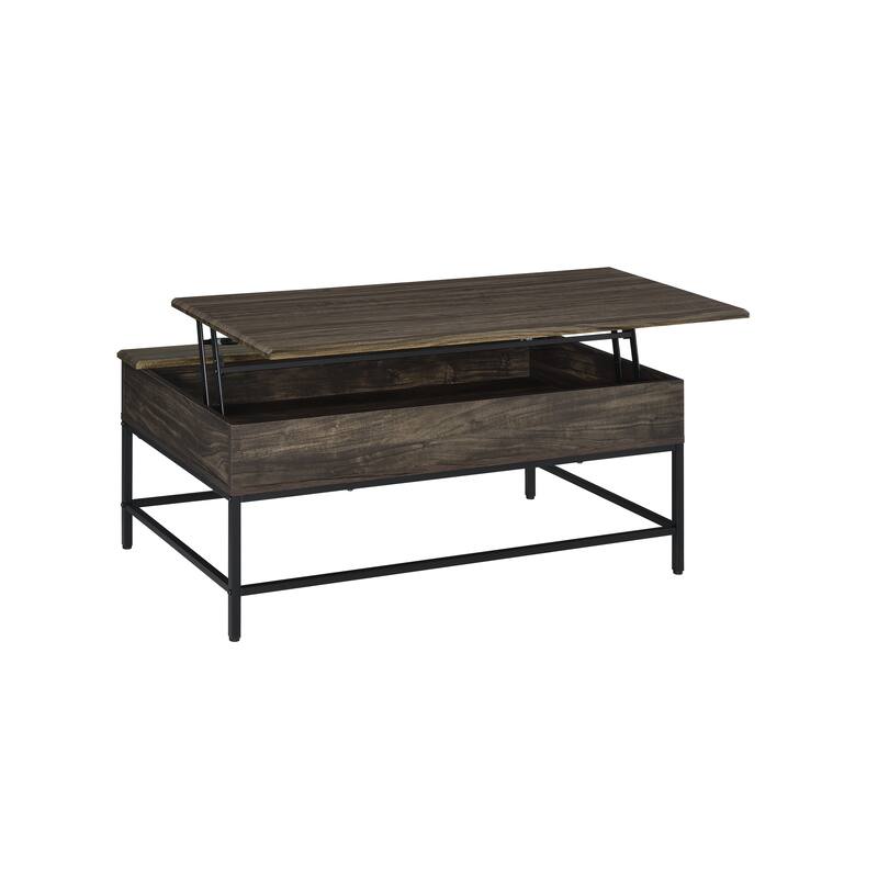 Modern Brown MDF Lift-Top Coffee and Tea Table Set, 2 Pieces