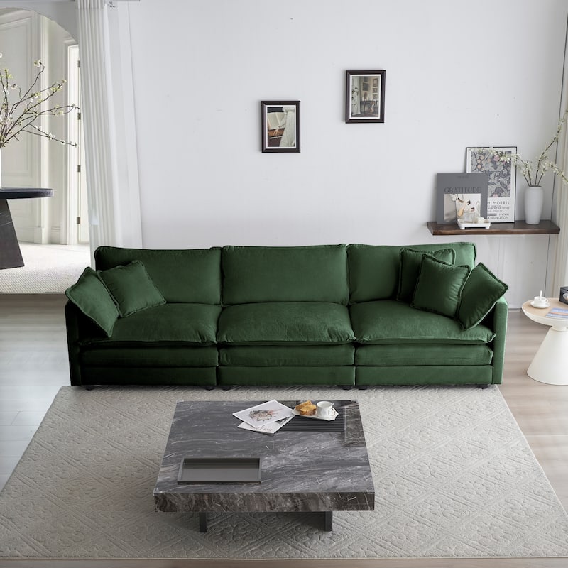 Modular Chenille U-Shape Sofa with Solid Wood Frame for Living or Guest Rooms