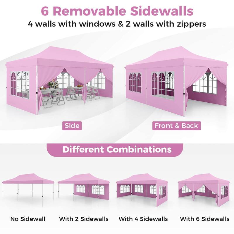 Costway 10 x 20FT Pop up Canopy Outdoor Canopy Tent with 6 Sidewalls - See Details