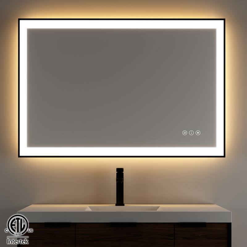 Rectangular LED Light Anti-Fog Vanity Mirror with Backlit, Front Light - 48 in. W x 32 in. H - 48 in. W x 32 in. H 