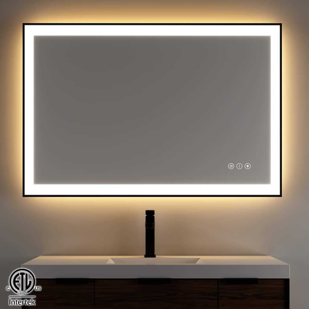 Rectangular LED Light Anti-Fog Vanity Mirror with Backlit, Front Light - 48 in. W x 32 in. H