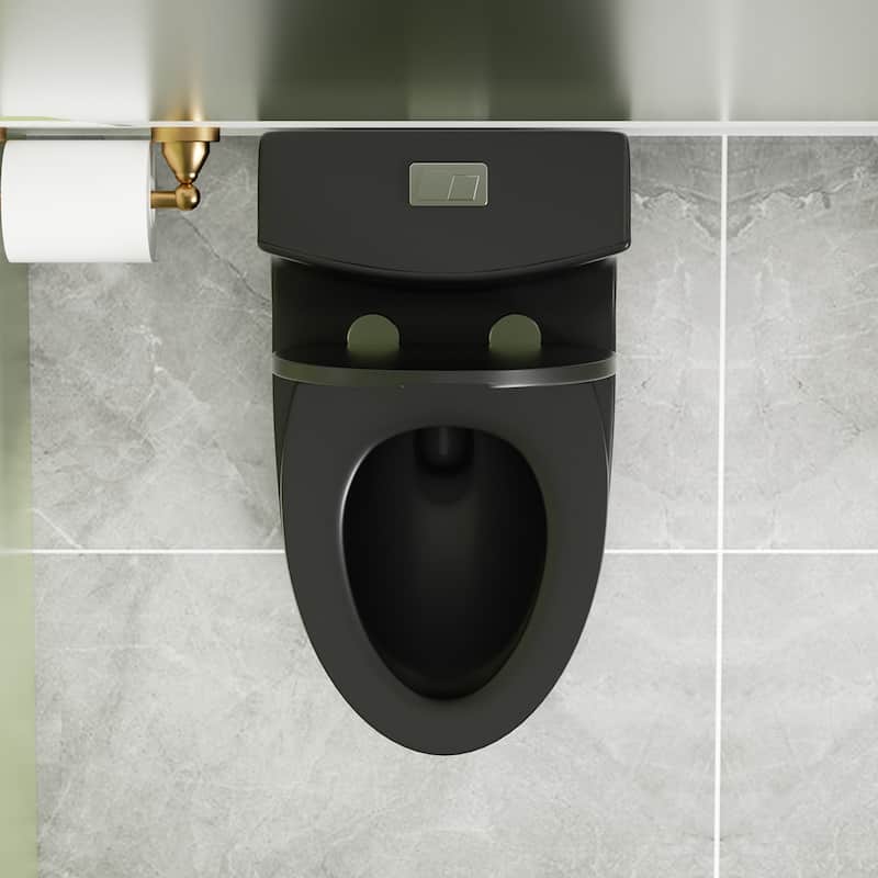 1.1/1.6 GPF Tornado Flush One-Piece Toilet Elongated,Soft Closing Seat, Button on Tank top,Chair Seat ADA Height 17"