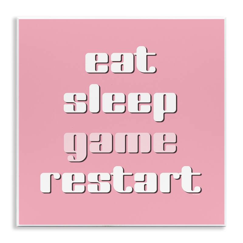 Stupell Gamer Phrases on Pink Wall Plaque Art Design By Yass Naffas Designs - 12 x 12
