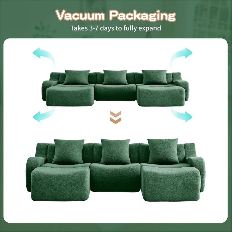 GDF Studio - Fairford U-Shaped 3-Seat Modular Sofa With Curved Armrests & Non-Slip Base