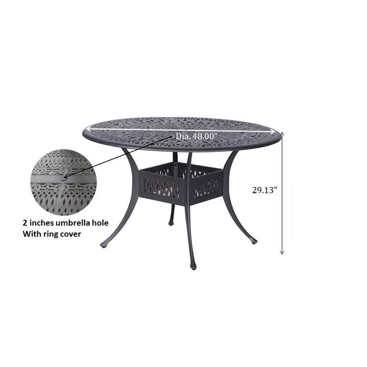 Outdoor Patio Aluminum 48" Round Dining table, Dessert Night - Gunmetal