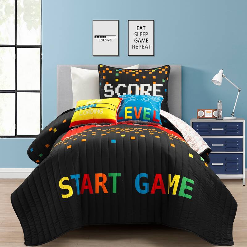 Lush Decor Video Games Kids 5-piece Quilt Set - Black/Red - Twin