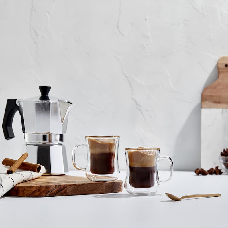 Diner Double Wall Insulated Coffee Mug Glasses - 13.5 oz - Set of 2 - 13.5 oz