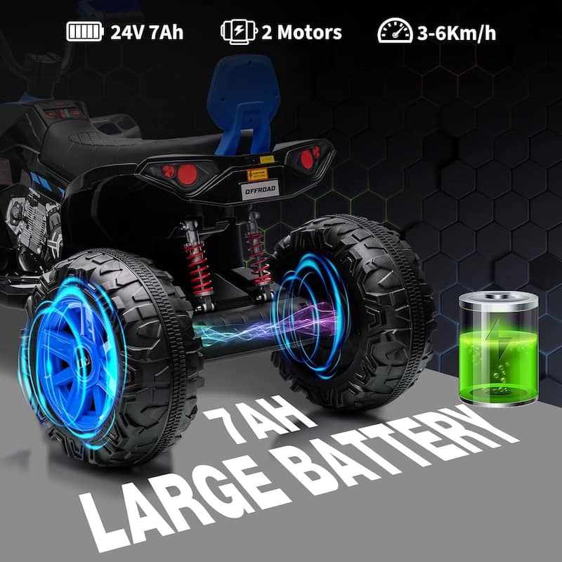 24V 2 Seat Ride on Toys Kids ATV 4 Wheel Quad Bike for Kids Best Gift