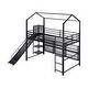 preview thumbnail 8 of 10, Black Metal Twin Size House Bed, Loft Bed with Iron Mesh Shelves and Slide