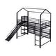 preview thumbnail 8 of 10, Twin Size House Metal Loft Bed with Iron Mesh Shelves, Slide & Storage Compartments, Sturdy Playhouse Bed for Kids' Room, Black