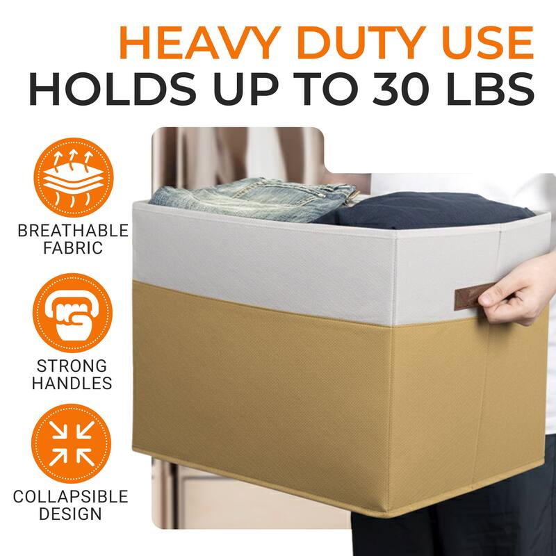 Cheer Collection 4 Pack Large Fabric Storage Baskets with Handles Collapsible Organizer Bins