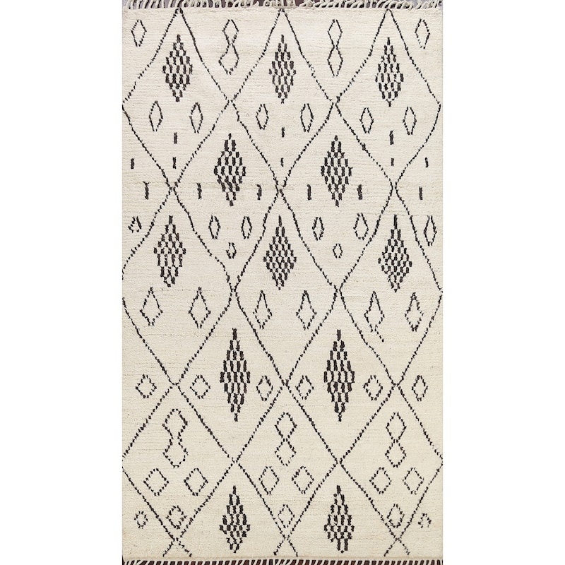 Tribal Vegetable Dye Moroccan Berber Oriental Area Rug Wool Handmade - 6'1" x 9'4"