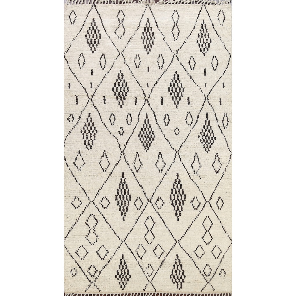 Tribal Vegetable Dye Moroccan Berber Oriental Area Rug Wool Handmade - 6'1" x 9'4"