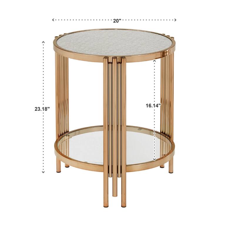 Bruges Champagne Gold Finish Textured Glass End Table with Shelf by iNSPIRE Q Bold