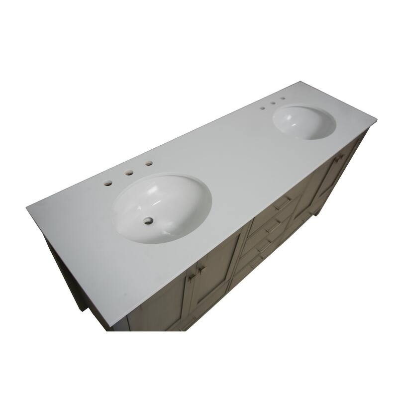 KitchenBathCollection Horizon 72" Double Bathroom Vanity with Engineered White Top