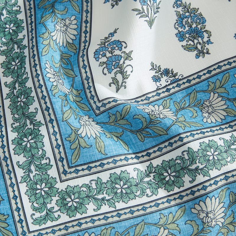 Tropez Block Print Stain & Water Resistant Indoor/Outdoor Tablecloth