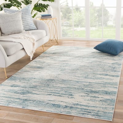 Porch & Den Kittiwake Ivory/Blue Abstract Area Rug