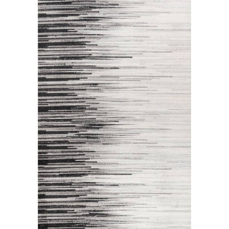 JONATHAN Y Shore Modern Half-Stripe Area Rug - 5 X 8 - Gray/Cream