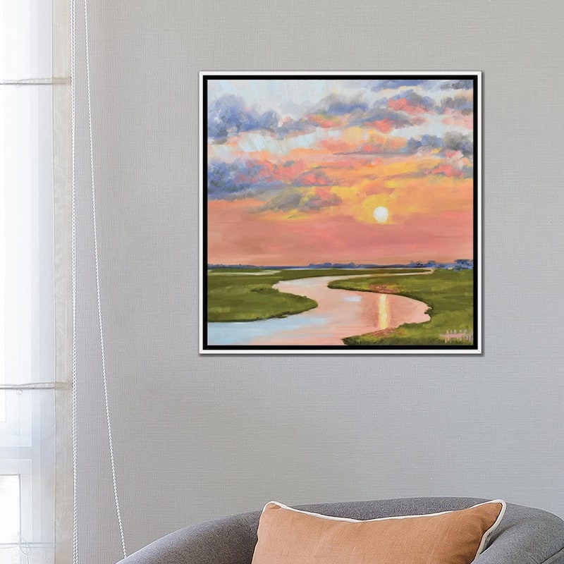 iCanvas "Glassy Waters On The Marsh" by April Moffatt Framed Canvas Print