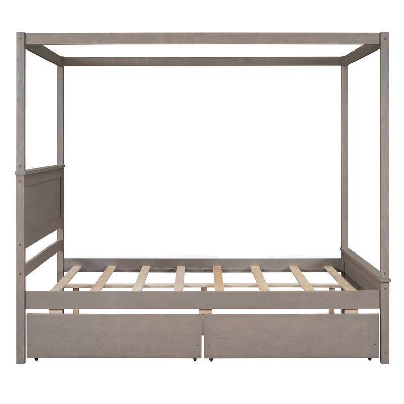 Wood Canopy Bed with two Drawers