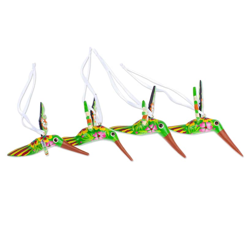 Novica Handmade Kiwi Flutter Wood Ornaments (Set Of 4)
