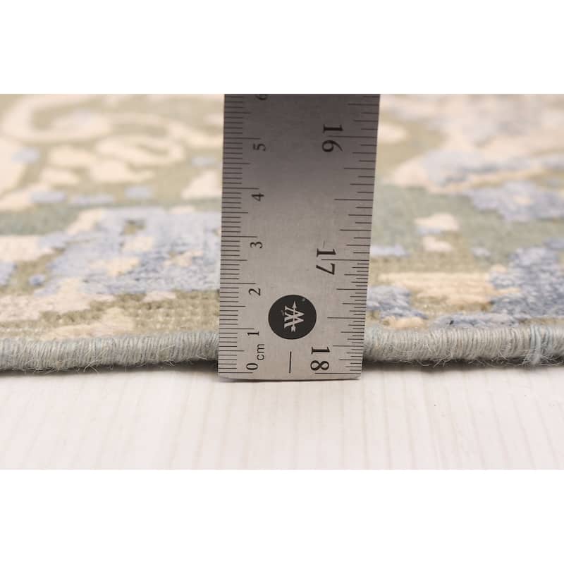 ECARPETGALLERY Hand-knotted Heritage Teal Silk, Wool Rug - 7'10 x 9'11