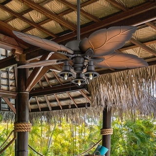 52" Prominence Home Ocean Crest Bronze Tropical Indoor/Outdoor Ceiling Fan with Light, Pull Chain