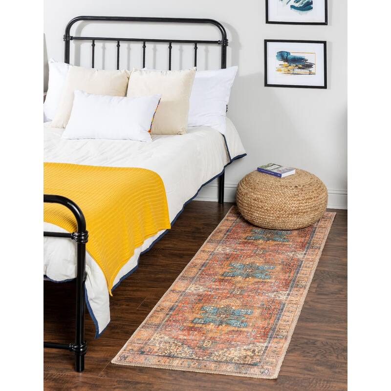Transitional Rine Collection Area Rug - 2'6"x14'1" - Rust Red