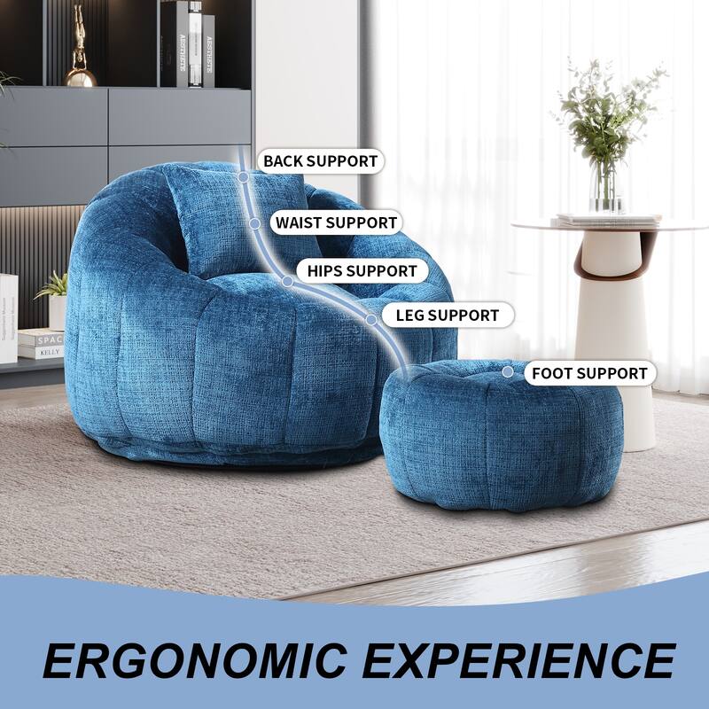 Bean Bag Chairs With Ottoman for Living Room