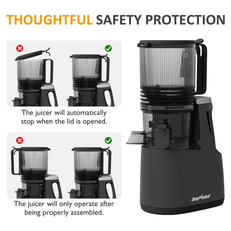 Juicer Machines with 5.9" Wide Feed Chute, Slow Cold Press Juicer for Whole Fruits & Vegetables