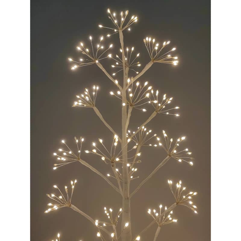 Pre-Lit White Artificial Cluster Twig Tree - 5' - Warm White LED Lights