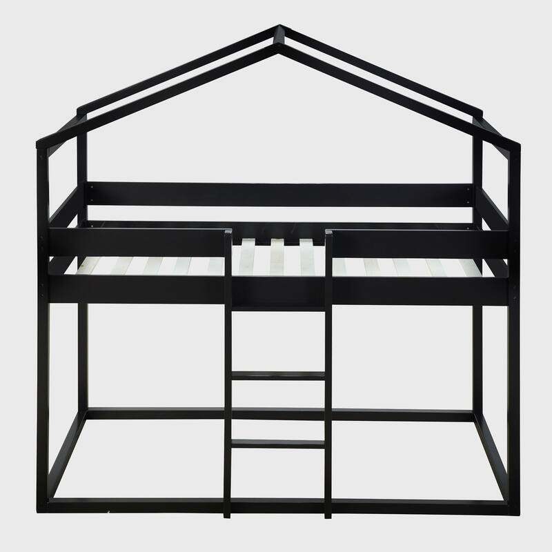 Twin Over Twin Bunk Bed Wood Bed with Tent