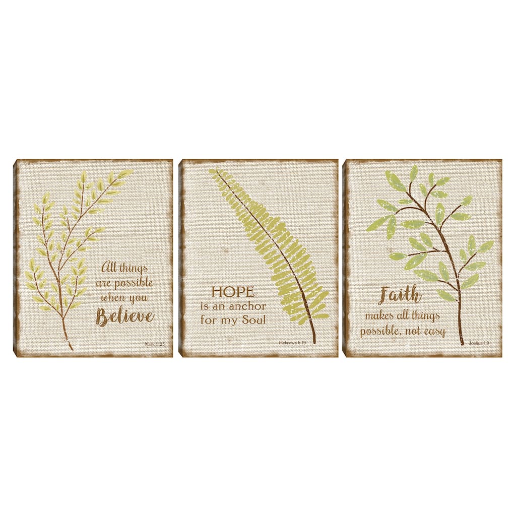Believe, Faith II, Hope Anchor Canvas Art Prints