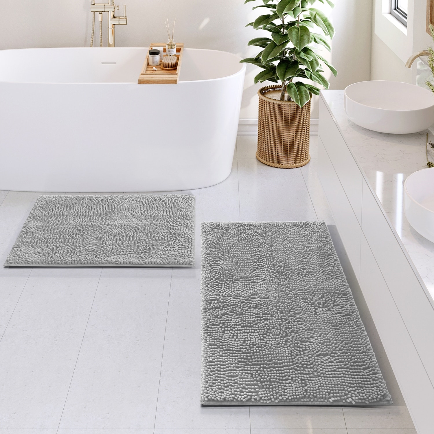 Empyrean Non-Slip Super Plush Chenille Bathroom Rugs
