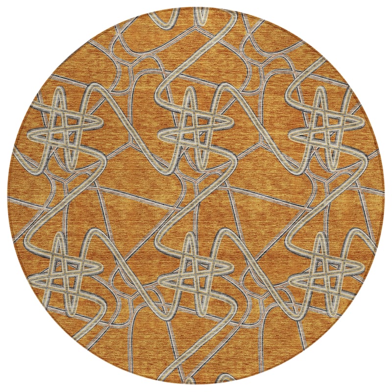 Machine Washable Indoor/ Outdoor Contemporary Links Chantille Rug