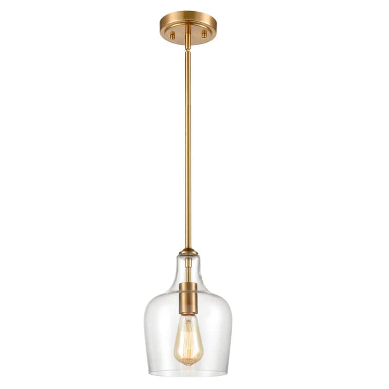 Rieti Modern Rod-Hung Pendant Light w/ Clear Glass Shade, 1-Light