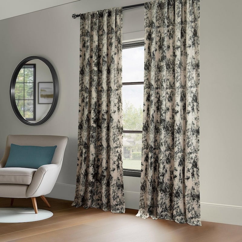 Exclusive Fabrics Inkblot Barcelona Velvet Curtain (1 Panel) Room Darkening Curtains For Bedroom & Living Room Curtains