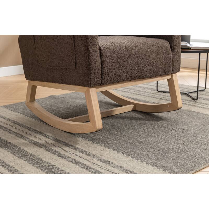 Teddy Fabric Rocking Chair with Right Pocket