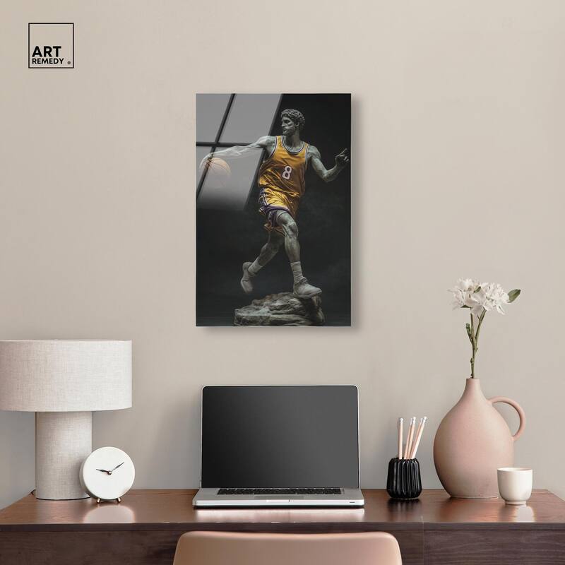 Basketball Yellow Uniform Acrylic by Art Remedy, Ready to Hang