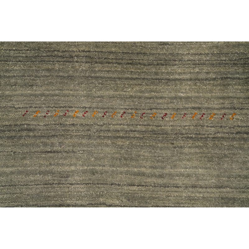 Hand Knotted Oriental 100% Wool Carpet Tribal Animal Pictorial Green Gabbeh Runner Rug - 9' 8'' X 2' 4''
