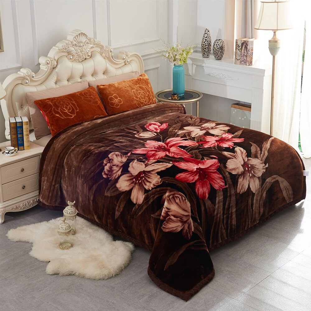 Floral Animal 2 Ply Heavy Raschel Blanket 85