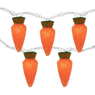 10-Count Orange Carrot Easter String Light Set, 7.25ft White Wire